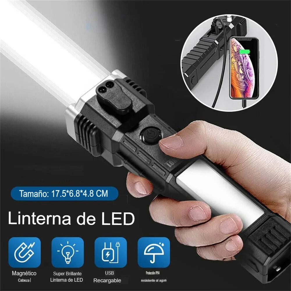 LINTERNA LED RECARGABLE 5 MULTIFUNCIONES